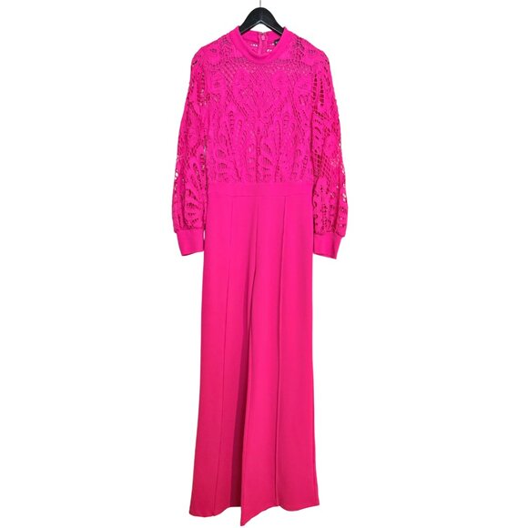 Pants - Valentine Hot Pink Lace Jumpsuit Size L
